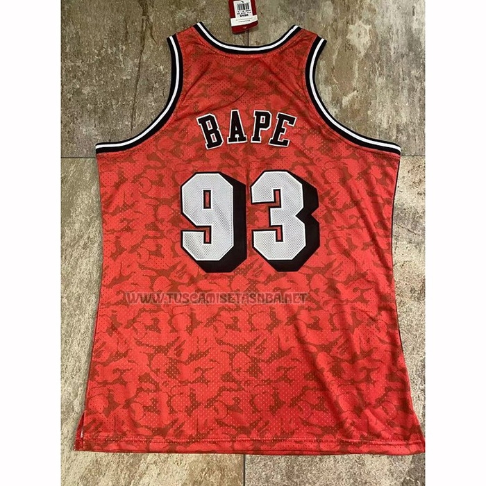 Camiseta NO 93 Miami Heat Mitchell & Ness Bape Rojo
